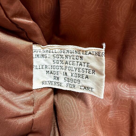 VTG 80s Roundtree & Yorke Leather Bomber Jacket Mens sz L Brown Indie Western - Picture 8 of 9